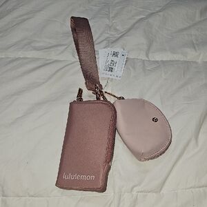 Lululemon Nwts Dual Pouch Wristlet Wallet!! REDC/MINK! Rose Gold Hardware!!
